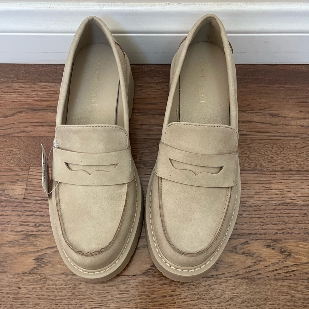 Madden Girl Slip On Loafers Sand Cream Beige
